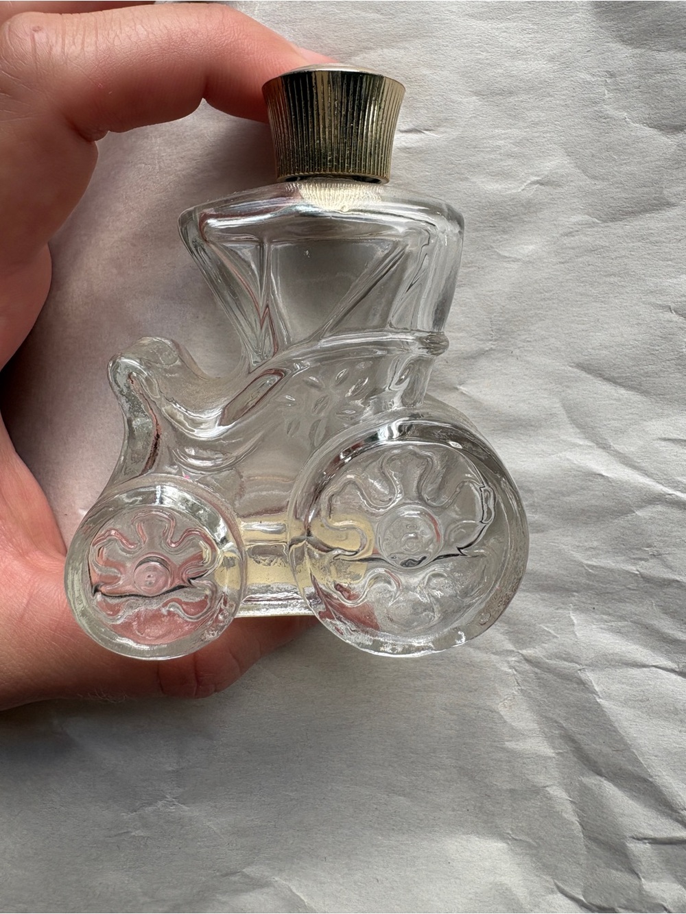 Vintage AVON Courting Carriage Perfume Bottle with Gold Cap